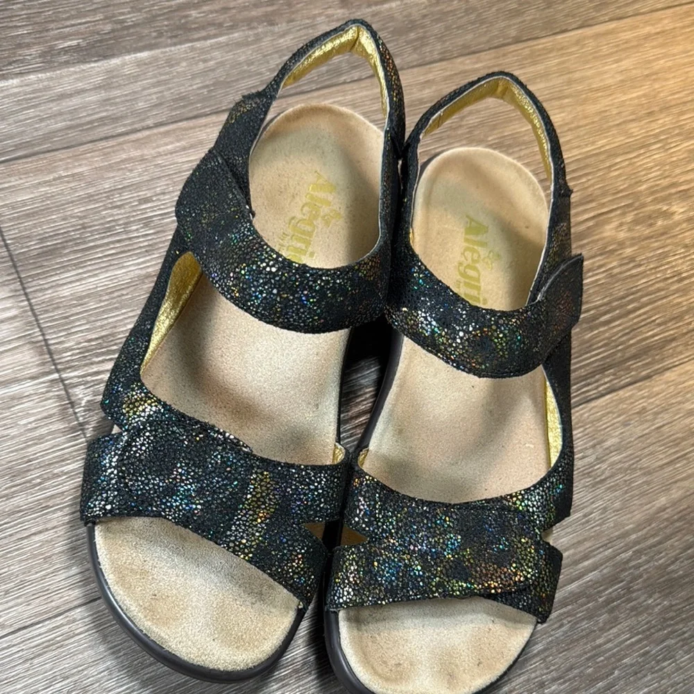 Alegria Black/ gold  Sandals woman’s 39 (b232)